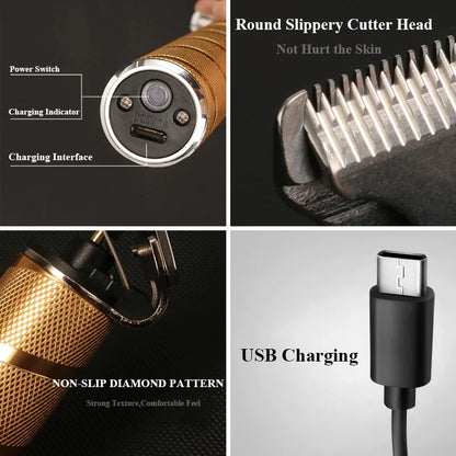 Professional Hair Clippers for men gold Set | Gold Hair Clippers Cordless