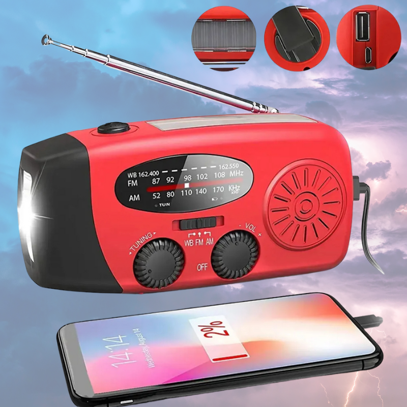 Multifunctional Hand Crank Emergency Radio with Power Bank & Flashlight
