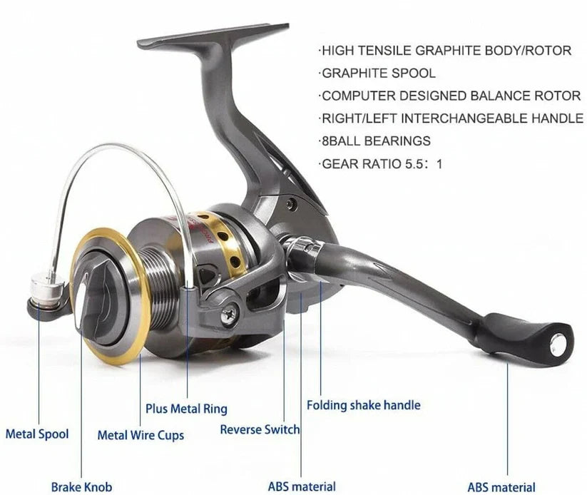 Carbon Fiber Telescopic Fishing Rod Pole Reel Combo Sea Saltwater Freshwater