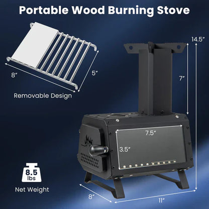 Portable Wood Burning Camping Cooking Heater Stove