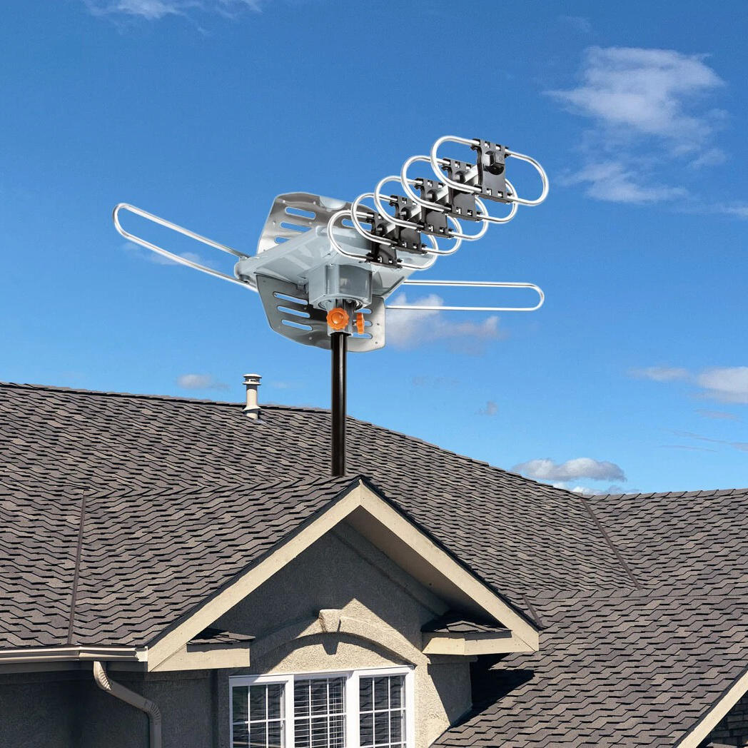Long Range Digital HD TV Antenna With Full 360 Directional Motor And Mounting Pole