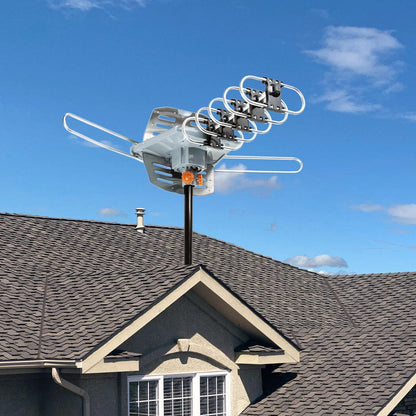 Long Range Digital HD TV Antenna With Full 360 Directional Motor And Mounting Pole