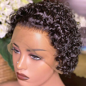 Premium Lace Front Short Curly Pixie Bob Human Hair Weave Wig