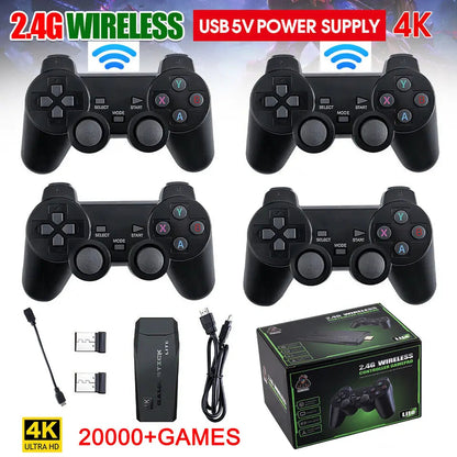HDMI 4K TV Game Stick Console | 64GB with 20,000+ Retro Games & 2 Wireless Gamepads