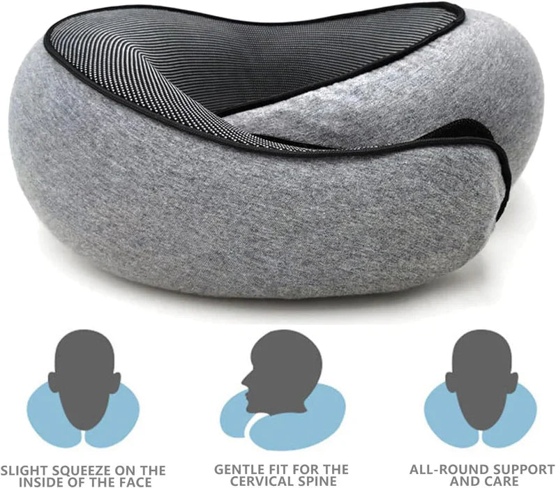Snail Style Memory Foam Travel Curved Neck Pillow - U-shaped, Portable, Adjustable Support Neck Brace Pillow