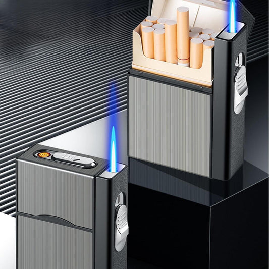 Metal Cigarette Case With Lighter