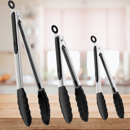 Silicone Kitchen Tongs (3-piece Set)
